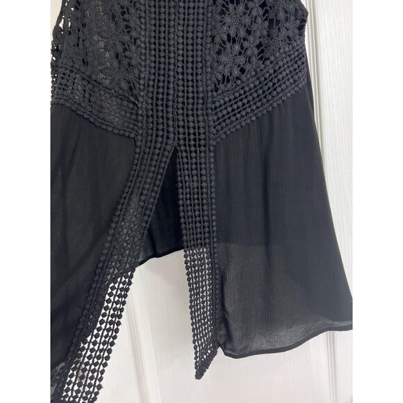 Japna Women's Black Crochet Open Back Sleeveless Boho Tunic Top Blouse Size S - Picture 4 of 10